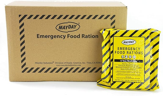 Mayday Emergency Food Bars, 1200 Calorie Meal Replacement Bars, 5 Year Shelf Life, Nutrient Dense Food Rations for Disaster Preparedness Earthquake, Fire, Flood, Leak-Proof Pouches, Highly Storable and Portable Food Storage, Apple Cinnamon, 36 Pack