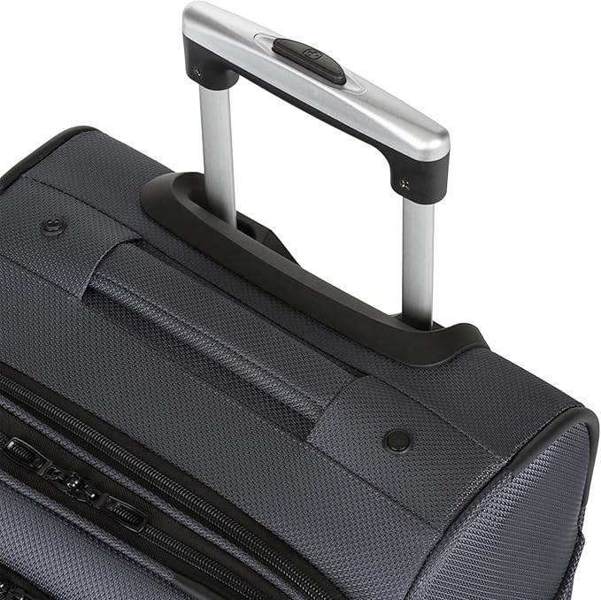 SwissGear Sion Softside Expandable Luggage – Carry-On Suitcase with 360 Degree Wheels & Retractable Handle – 21 Inch, Perfect for 1-3 Night Trips – Dark Gray