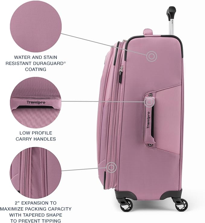 Travelpro Maxlite 5 ソフトサイド 拡張可能 スピナーホイール4輪 軽量スーツケース 男女兼用 オーキッドピンクパープル チェックイン-M 25インチ