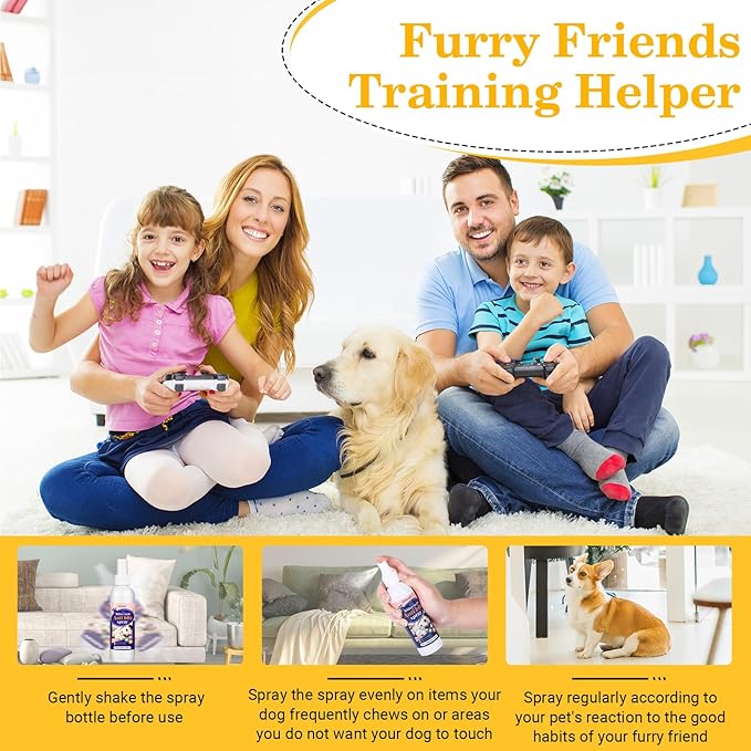 No Chew Spray for Dogs, Bitter Apple Spray for Dogs to Stop Chewing, Effective Indoor/Outdoor Deterrent Training Corrector for Anti-Scratch, Anti Marking, Furniture Protection (1 Pcs)