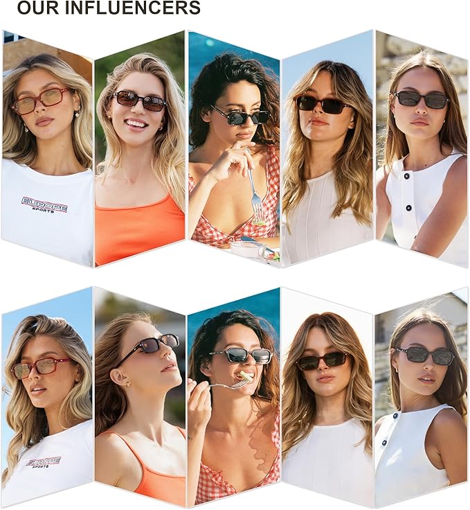 SOJOS Trendy Rectangle Polarized Sunglasses Womens Mens, Small Retro Fashion Thin Slim Square Sunnies SJ2610