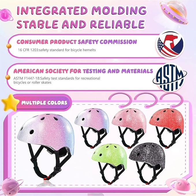 Kids Bike Helmet Set for Boys Girls Toddler Bicycle Helmet Adjustable Skateboard Helmet Protective Gear Set Knee Elbow Wrist Pads for Children Cycling, Scooter, Outdoor Sports