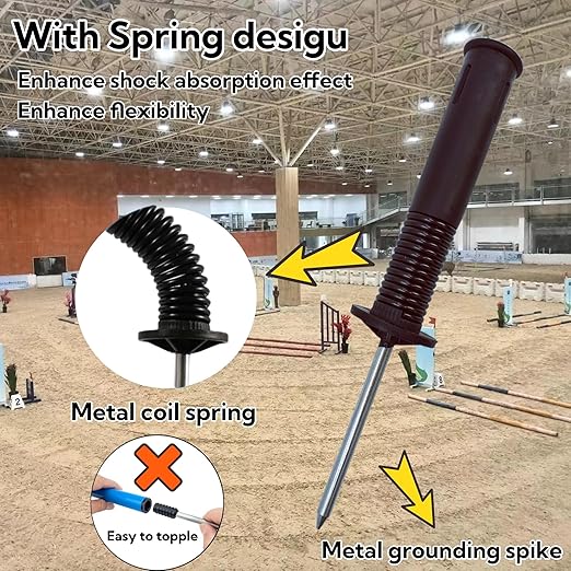 6 Pcs Pole Bending Poles for Horses with Bag, 6FT Horse Training Agility Poles Adjustable Training Equipment for Dog, Red White Blue with Metal Spring Ground Nail ﻿
