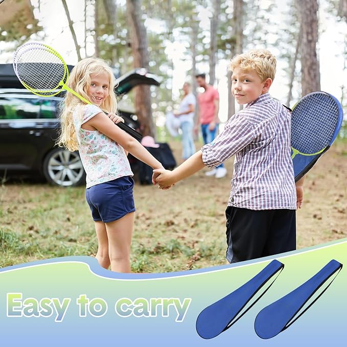 12 Pack Badminton Rackets Set Including Badminton Racquets, Nylon Shuttlecocks and Carry Bag for Outdoor Backyard Games Beginners