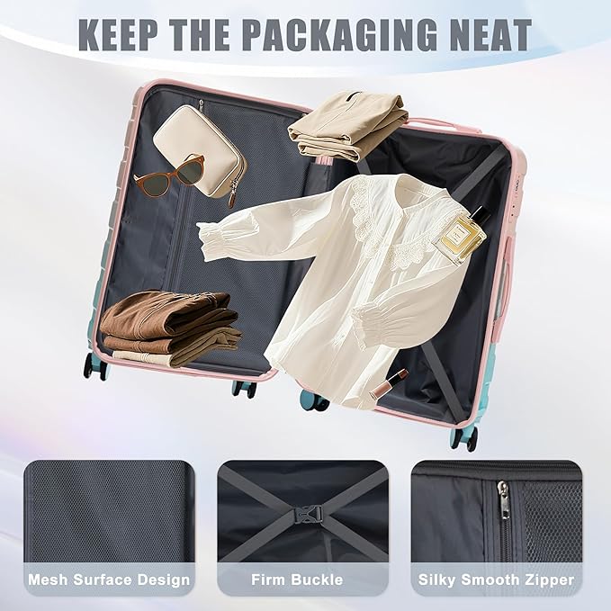 Hardshell Luggage, Lightweight Durable PC Suitcase with Spinner Wheels 20/24/28