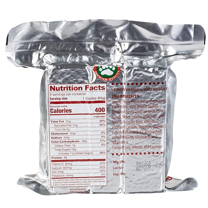Emergency Food Rations- 3600 Calorie Vanilla Poundcake Bar (5 Pack) - 15 Day, 360 Hour Value Supply For Disaster, Hurricane - Less Sugar, More Nutrients - 5 Year Shelf Life