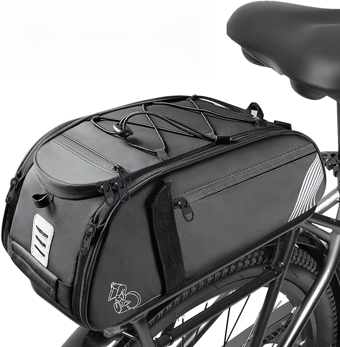 Rear Bike Rack Bag, 13.5L Waterproof Bicycle Ebike Saddle Bag Bicycle Trunk Pannier Rear Seat Bag with Reflector, Cycling Bike Carrier Backseat Storage Luggage for Commuter Travel