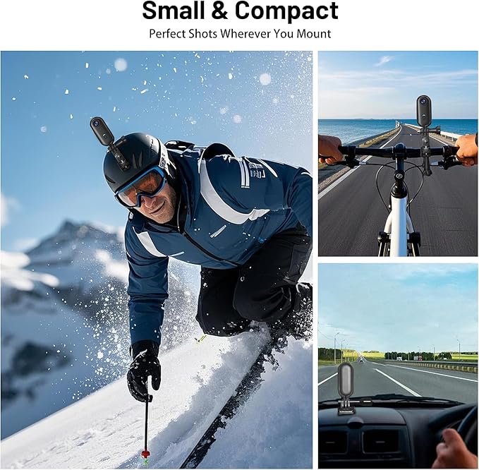 4K Mini WiFi Action Camera 128GB Thumb POV Portable Body Cam Wearable Video Recorder with IPX7 Waterproof Underwater Camcorder, Helmet Mount, Magnetic Sport DV for Bike Cycling, Pet, Vlogging(Black)