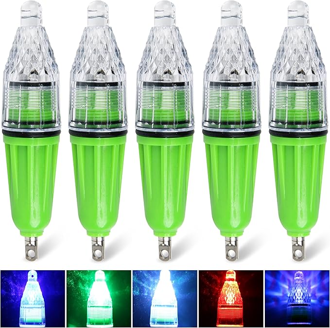 SILANON Deep Drop LED Fishing Light Underwater Waterproof Fishing Light Night Flashing Fishing Lure Light Attractants Fishing Lamp Tools for Attracting Bait Lures 5 Colors