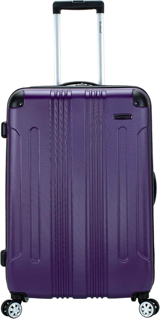 Rockland London Hardside Expandable Spinner Wheel Luggage, Purple, Checked-Large 28-Inch