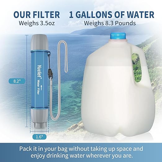 4個パック 携帯浄水器ストロー、ポータブル個人用浄水システム、サバイバル浄水器、キャンプハイキング、旅行、ハンティング、家族での外出用緊急時対策