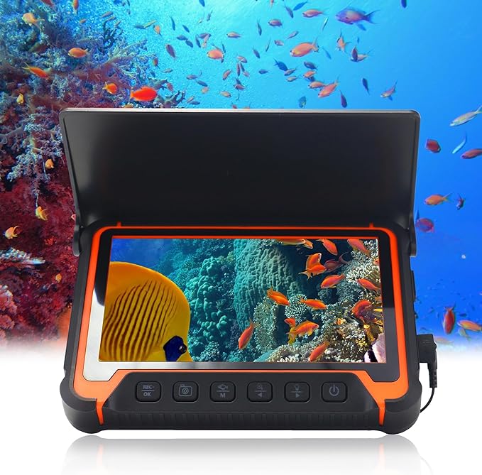 Portable Fish Finders,Underwater Fishing Camera with 7''IPS Screen,1000TVL Ice Fishing Camera with 12pcs Infrared Lights,6H Battery,USB-C Charging,49FT/15M Cable for Lake Boat Ice Fishing