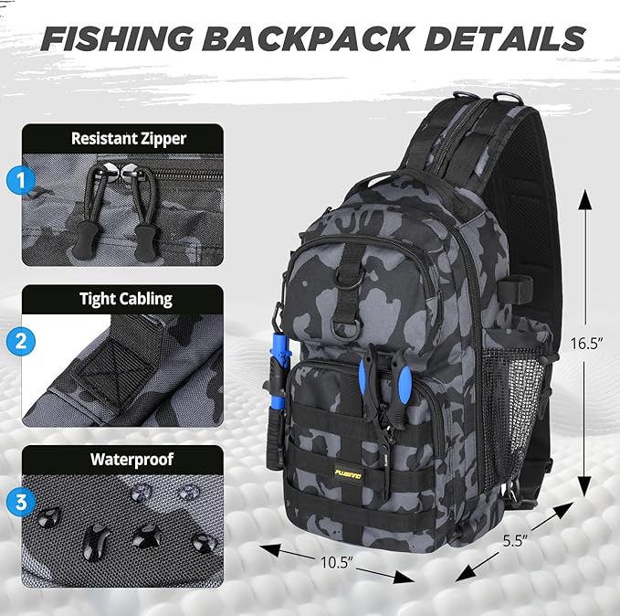 PLUSINNO 釣り用バックパック 釣り竿とリールコンボ タックルボックス 防水タックルバックパック 釣り道具収納用 竿ホルダー付き 男性向け釣りギフト 釣りツールキット付き