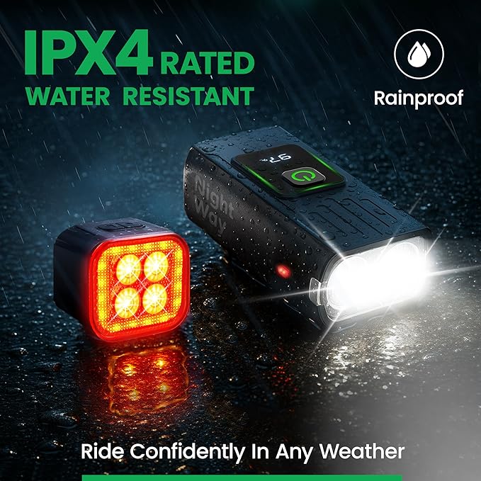 Bike Lights Set, LED Super Bright USB-C Rechargeable Headlight & Taillight, Waterproof Front & Rear Back Bicycle Light for Night Riding, Road & Mountain Cycling