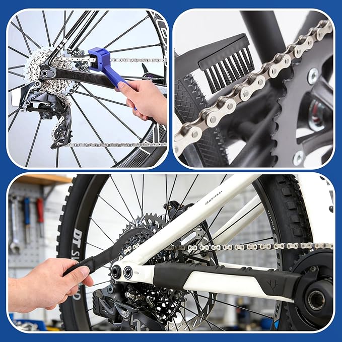 Nohumem] 5-in-1 Bike Chain Cleaner & Emergency Repair Tool Kit - Professional Bicycle Chain Scrubber, Gear Brushes, & 16-in-1 Multi-Tool - Complete Maintenance Set for Road, MTB, & E-Bikes (black)
