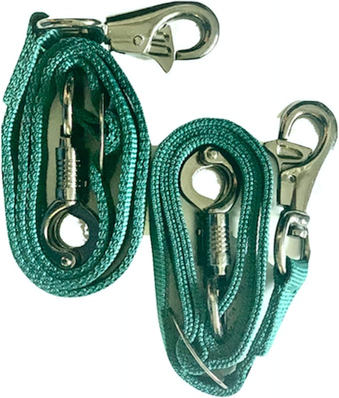 Majestic Ally Pack of 2, Double Thick Trailer Tie for Horse Haulage, with Adjustable Buckle, Panic Snap and Bull Snap – 1 Inch by 36 Inch (Hunter Green)
