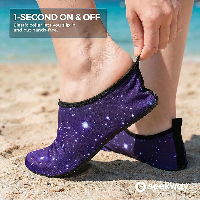 SEEKWAY Water Shoes Women Men Adult Quick-Dry Aqua Socks Barefoot Non Slip for Beach Swim River Pool Lake surf Black SK002(U)