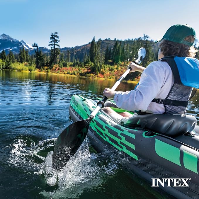 Intex 69629E 86" Kayak Paddle: Ribbed Spoon Shaped Blades – Durable Lightweight Shaft – Comfortable Grips – 3-Position Feather Adjustability – TUV RL Approved