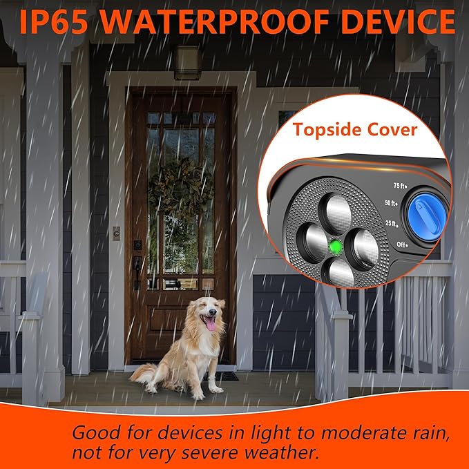 2026 New Anti Barking Device for Dogs, Bark Box Rechargeable Dog Barking Deterrent with Variable Ultra Frequency/6 Modes/IP65 Waterproof Dog Silencer Stop Neighbors‘ Dog from Barking Up to 75ft(Black)