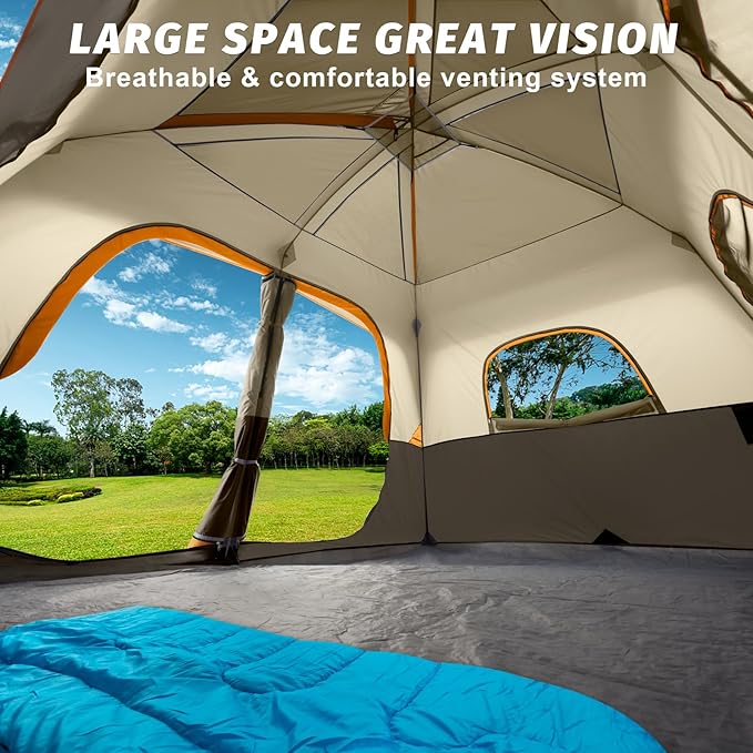 UNP 2/4/6/8 Person Tent, Portable Cabin Tent, Camping Tent 4-Person Easy Set Up, Waterproof with Top Rainfly for Outdoor Camping/Hiking
