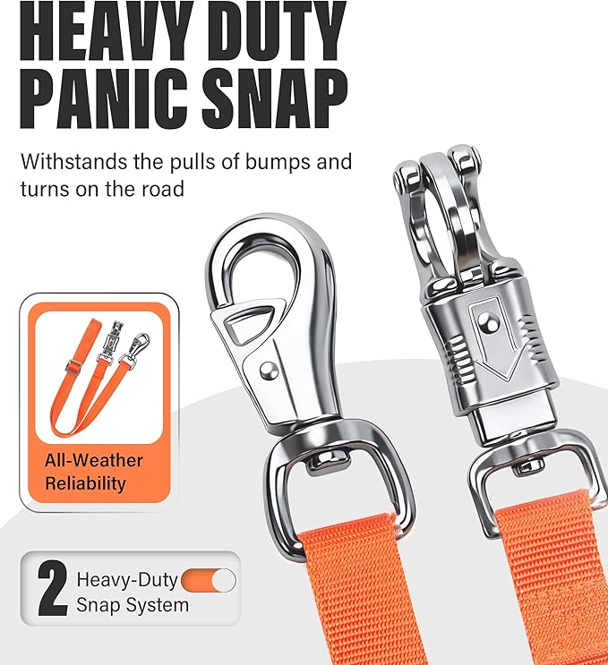 Cross Ties for Horse, Nylon Trailer Tie w/Quick-Release Panic Snap & Bull Snap Horse Trailer Accessories, Adjustable Length Range 42.5" to 73", Equestrian Supplies, Vivid Orange