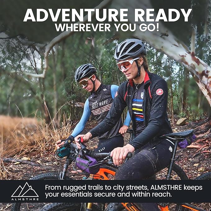 ALMSTHRE Compact Bar Bag – Sterling Violet | Hard-Shell Bike Handlebar Bag with Waterproof Zipper & Adjustable Straps | Lightweight Bicycle Handlebar Bag, Compatible with Road, Gravel & MTB Bikes