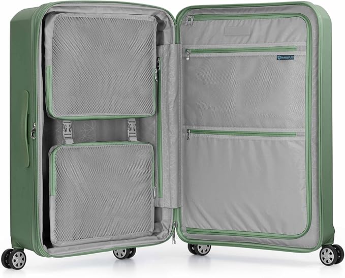 Traveler's Choice Pagosa ハードシェル 拡張可能荷物 スピナーホイール付き、グリーン、30インチ 大型