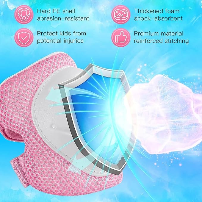 Kids Bike Helmet Set for Boys Girls Toddler Bicycle Helmet Adjustable Skateboard Helmet Protective Gear Set Knee Elbow Wrist Pads for Children Cycling, Scooter, Outdoor Sports