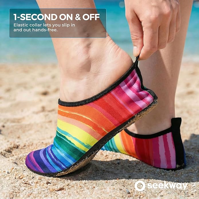 SEEKWAY Water Shoes Women Men Adult Quick-Dry Aqua Socks Barefoot Non Slip for Beach Swim River Pool Lake surf Black SK002(U)