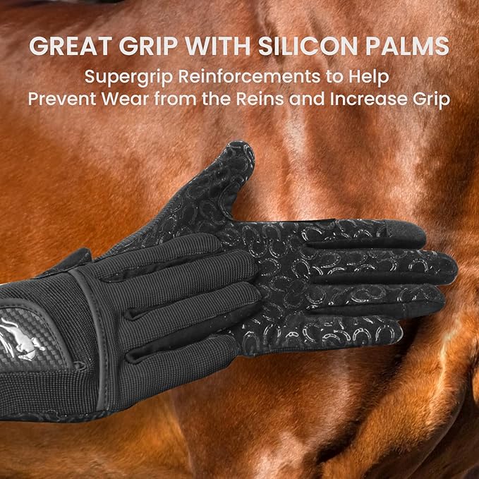 FINGER TEN Womens Horse Riding Gloves Premium Equestrian Horseback Gloves for Ladies, Mesh Breathable Lightweight Comfortable Grip Summer Color Pack
