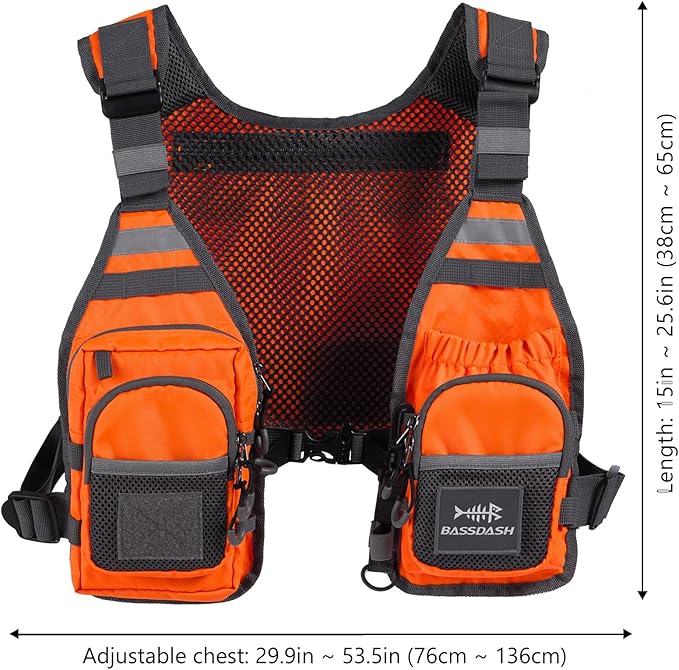 BASSDASH FV08 Ultra Lightweight Fly Fishing Vest for Men and Women Portable Chest Pack One Size Fits Most