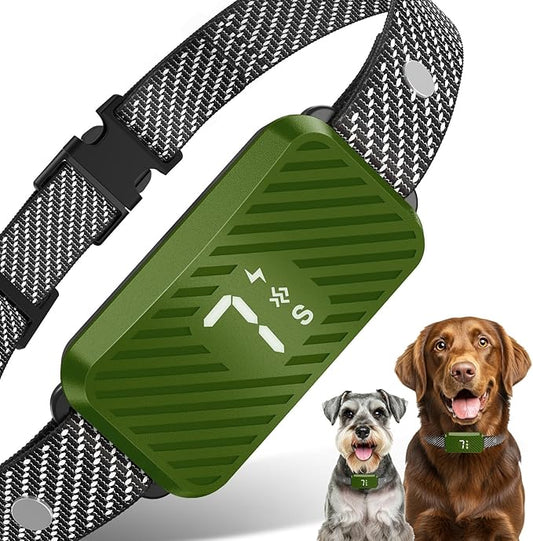Dog Bark Collar for Large Medium Small Dogs, Effective No-Bark Collar, Smart Barking Collar, Rechargeable Bark Collar with 7 Sensitivity, 3 Modes, Waterproof,Green