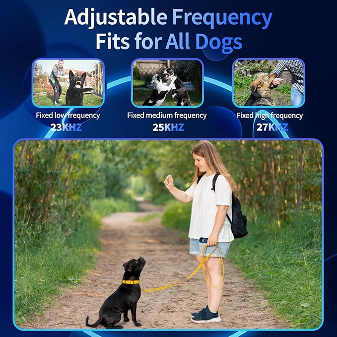 Dog Bark Deterrent Device, Anti Barking Device for Dogs 3X Ultrasonic to Correct Own or Neighbors Dog's Bad Behavior| 25ft Range, 5 Adjustable Modes Dog Training Device, Blue