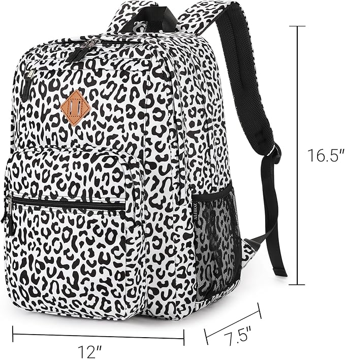 ZORFIN 26L Backpack for College, and Travel: Water Resistant Bookbag - Snow Leopard