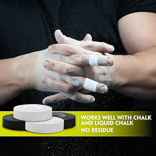 EAGLES Finger Tape 2, 3, 6 or 12 Pack Black or White | Residue Free Skin Friendly Strong Athletic Sports Tapes | 0.5” x 45 Ft for BJJ Jiu Jitsu Grappling MMA Knob Tape Weight (White, 2 Pack)