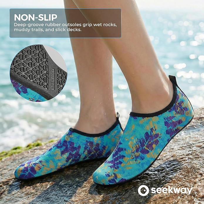 SEEKWAY Water Shoes Women Men Adult Quick-Dry Aqua Socks Barefoot Non Slip for Beach Swim River Pool Lake surf Black SK002(U)