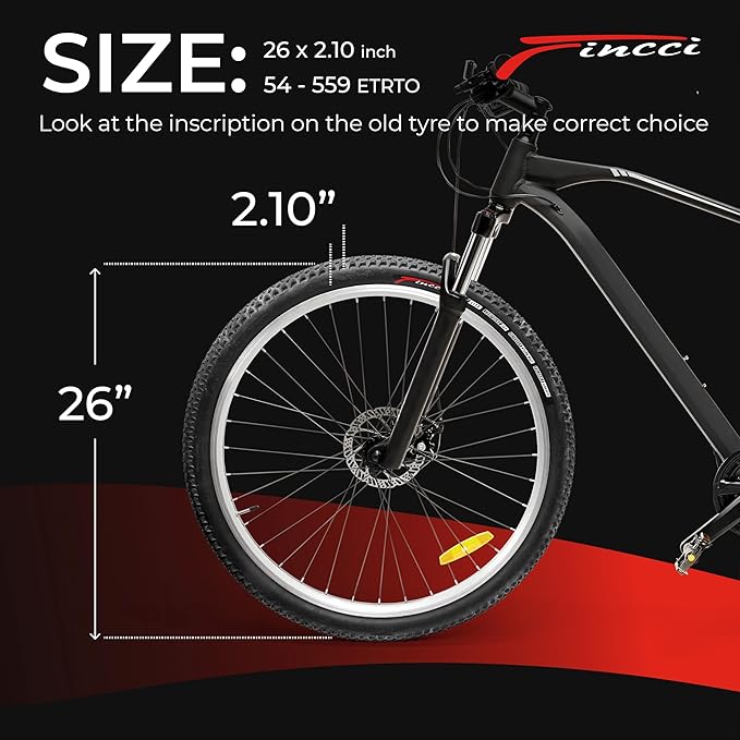 Fincci Foldable 26x2.10 Mountain Bike Tires - 26 Inch Bike Tires with 1mm Nylon Puncture Proof - Black Kevlar 26 Bike Tyre 60 TPI with Cross Country Profile for MTB, XC, Folding, Hybrid Bicycles