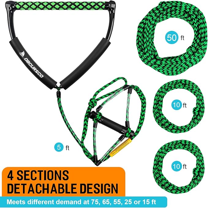 Obcursco 75FT Wakeboard Rope, Water Ski Ropes with EVA Handle for Water Skiing, Wakeboard, Kneeboard