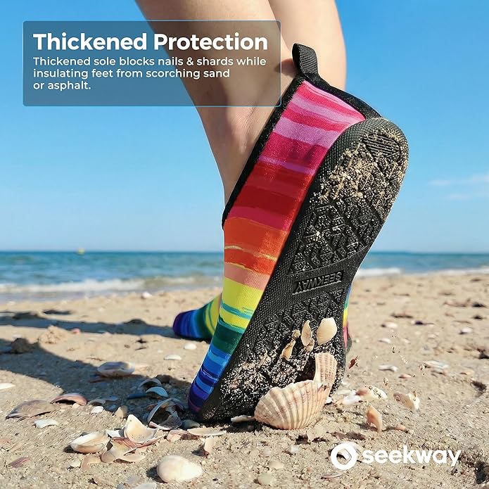 SEEKWAY Water Shoes Women Men Adult Quick-Dry Aqua Socks Barefoot Non Slip for Beach Swim River Pool Lake surf Black SK002(U)