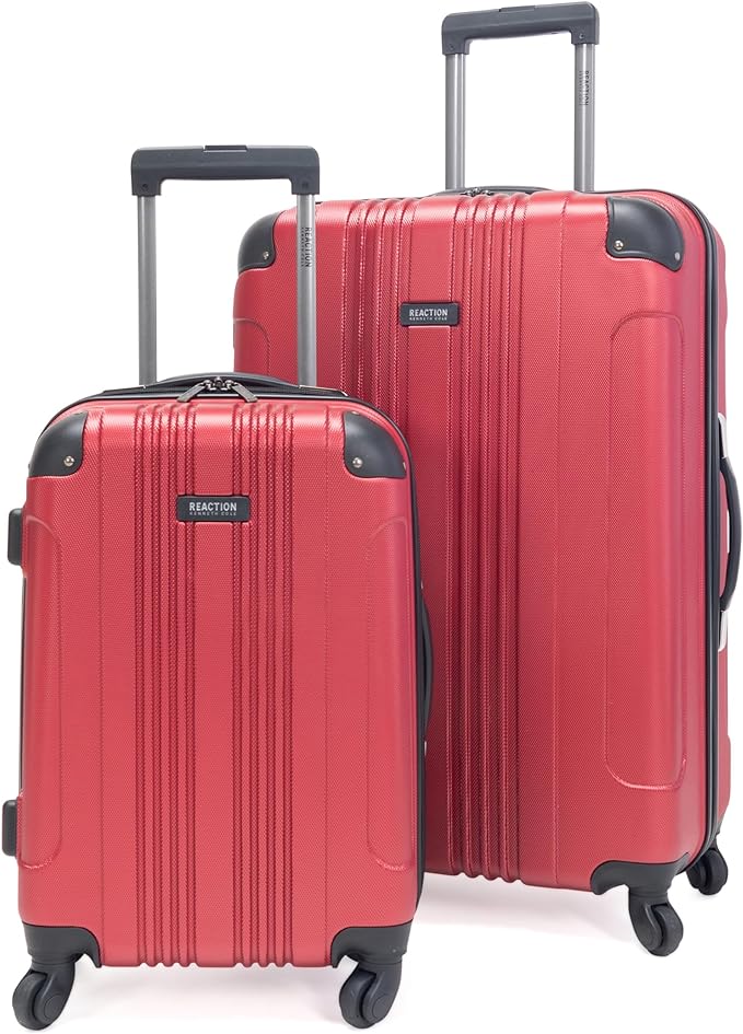 Kenneth Cole REACTION アウトオブバウンズ 軽量ハードシェル 4輪スピナー荷物 スカーレットレッド 2点セット (20インチ&28インチ)