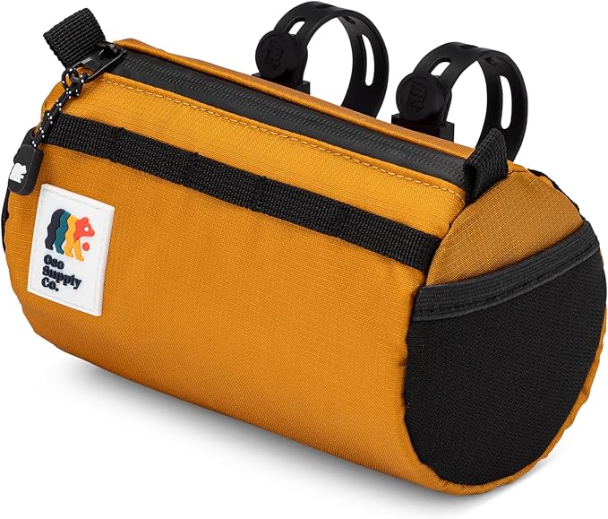 Oso Supply Co Handlebar Bike Bag – Water-Resistant Hard Shell with Quick-Access Zipper, Side Mesh Pockets, and Spacious Storage – Ideal for Cycling, Commuting, and Adventure Rides (Golden Yellow)