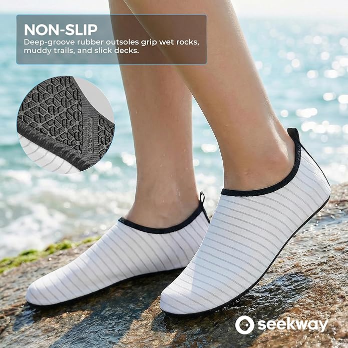 SEEKWAY Water Shoes Women Men Adult Quick-Dry Aqua Socks Barefoot Non Slip for Beach Swim River Pool Lake surf Black SK002(U)