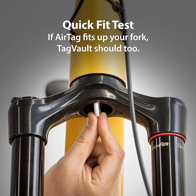Elevation Lab AirTag Mountain Bike - TagVault™ - The Hidden AirTag Fork Mount | for Tapered Head Tubes | Anti-Theft, Ultra-Secure (2 Pack)