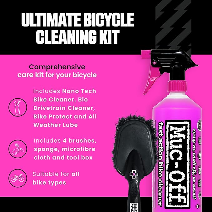 Muc Off Ultimate Bicycle Cleaning Kit - Must-Have Kit to Clean, Protect and Lube Your Bike - Includes Bike Cleaner, Bike Protect, Brushes and More