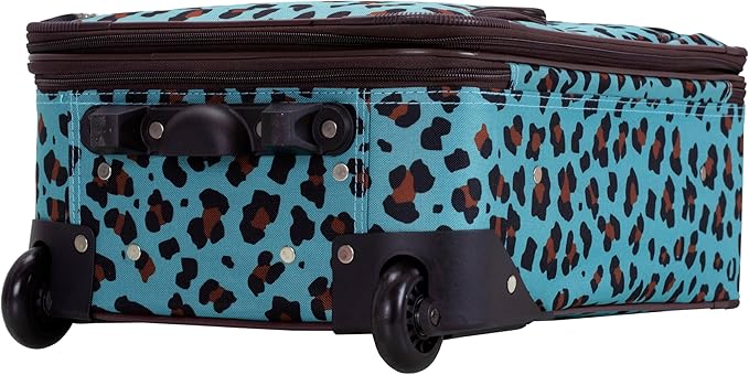 Rockland Fashion ソフトサイド アップライト荷物セット 拡張可能 伸縮ハンドル 車輪付き ブルーレオパード 2ピース (14/19)