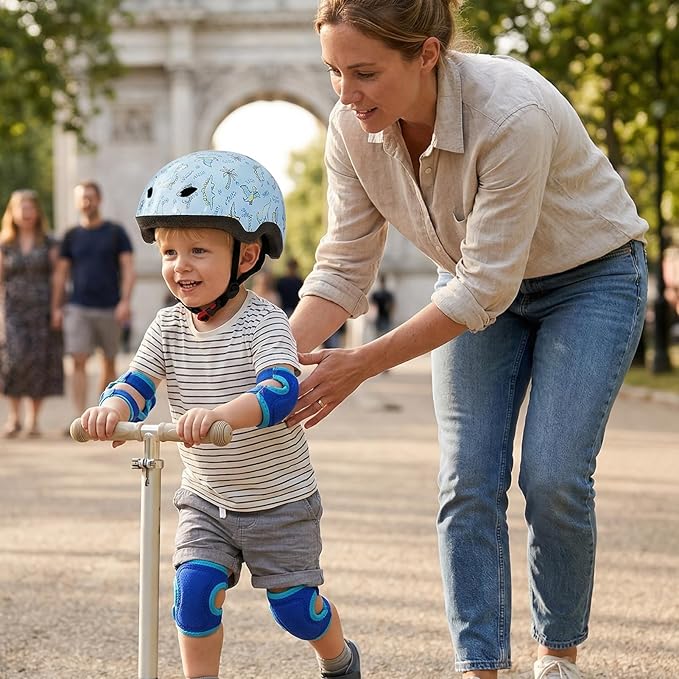 Toddler Helmet with Knee Pads and Elbow Pads Set for Kids Age 1-3, Adjustable Infant Baby Bike Helmet for Girls Boys for Balance Bike, Scooter, Bicycle