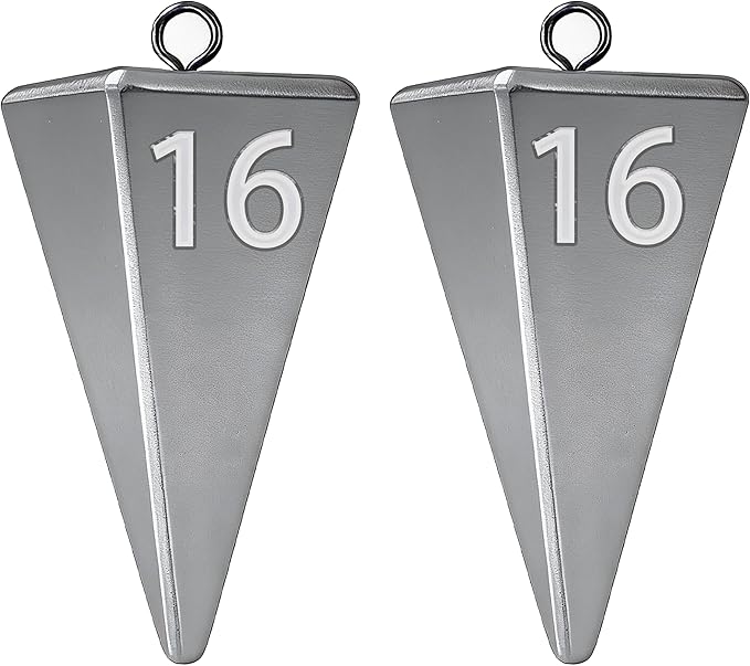 Pyramid Sinkers Fishing Weights, Saltwater Fishing Sinkers for Surf Fishing Gear Tackle - 1oz, 2oz, 3oz