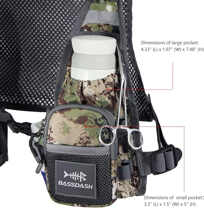 BASSDASH FV08 Ultra Lightweight Fly Fishing Vest for Men and Women Portable Chest Pack One Size Fits Most