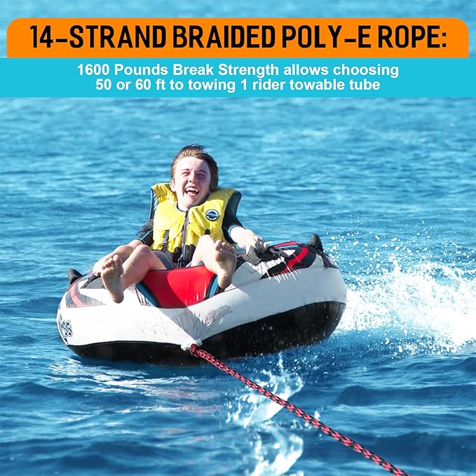 Obcursco 75FT Wakeboard Rope, Water Ski Ropes with EVA Handle for Water Skiing, Wakeboard, Kneeboard
