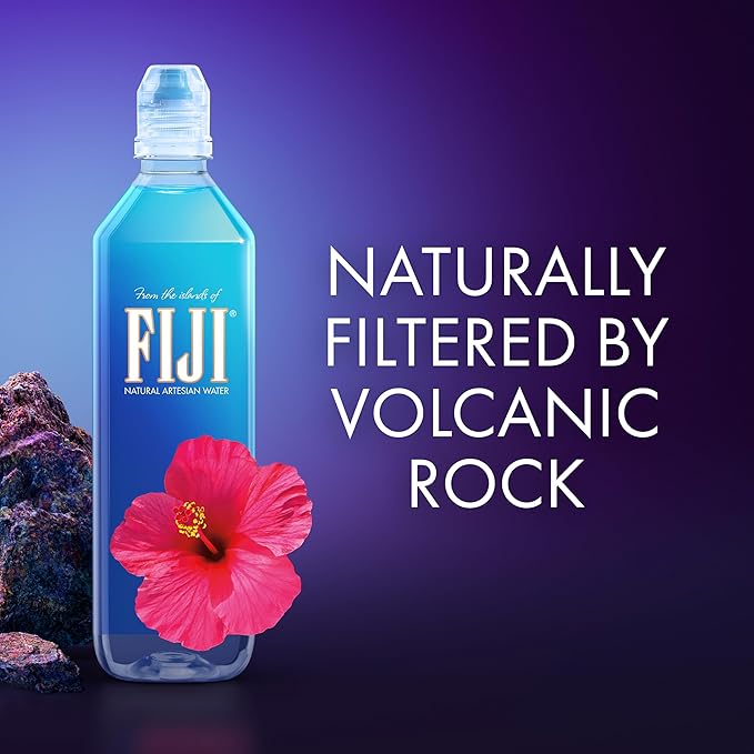 フィジー ナチュラルアルテシアンボトルウォーター 700mL / 23.7液量オンス (12本パック) - スポーツキャップ - 100%天然電解質